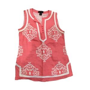 mercer madison top Women's small Guava pink tunic linen natural fibers coastal